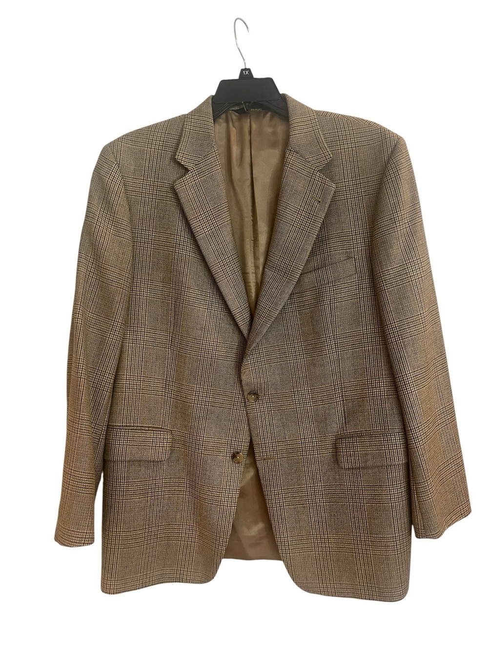 Burberry Kensington Sport Coat 44 Regular Wool Plaid Brown